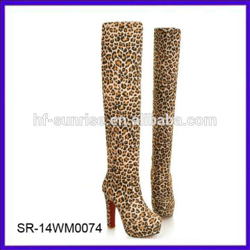 SR-14WM0074 chaussure de mode à talons hauts en cuir Leopard nouvelle chaussure en cuir de mouton